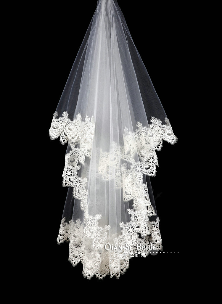 High end Elegant Cathedral 300cm Long Handmade Lace Flower Bridal Wedding Veil Bride Deco