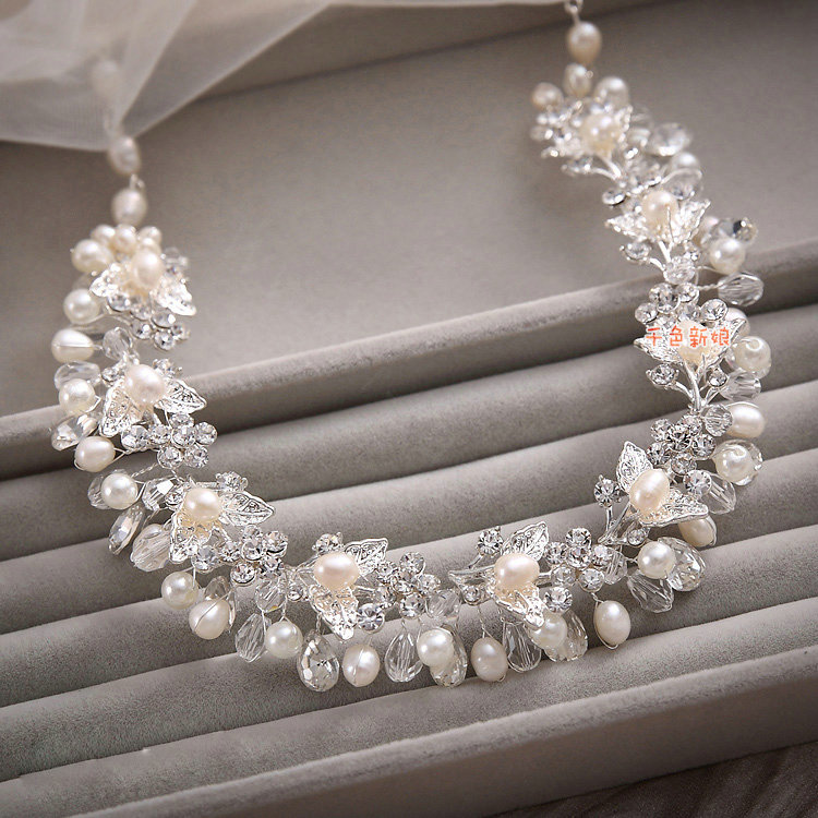 High-end Wedding Jewellery Flower Crystal Bead Rhinestone Freshwater Pearl Bridal Necklace Earrings Sets