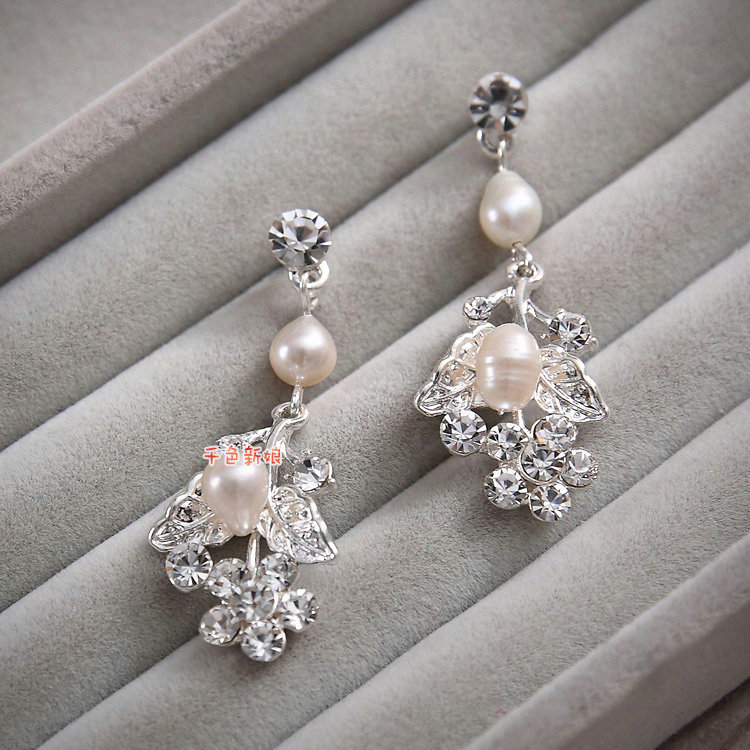 High-end Wedding Jewellery Flower Crystal Bead Rhinestone Freshwater Pearl Bridal Necklace Earrings Sets