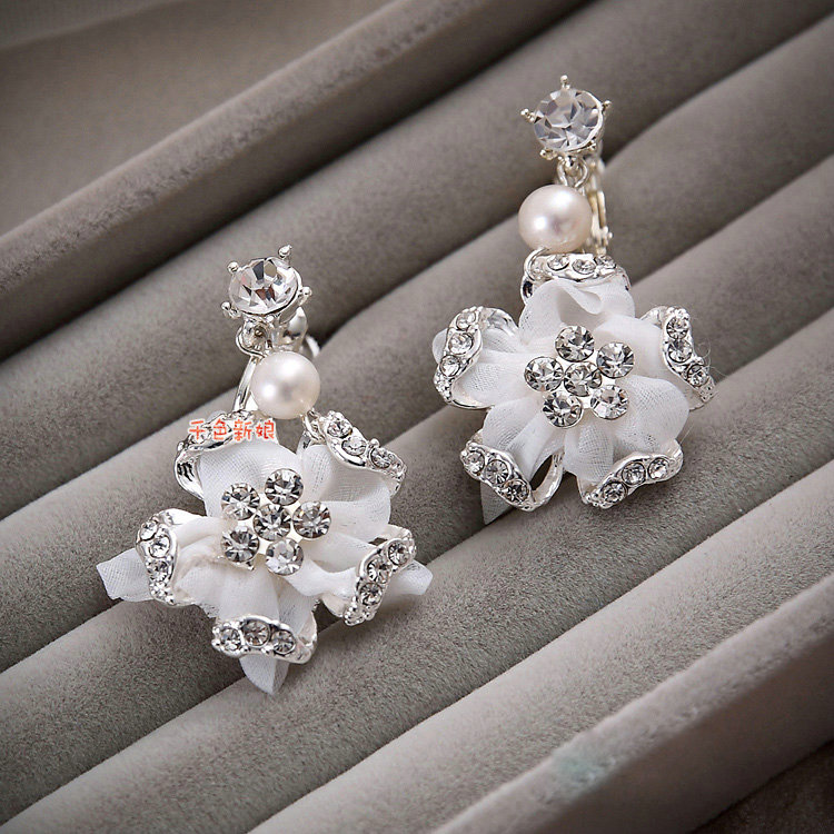 High-end Wedding Jewellery Flower Crystal Rhinestone Freshwater Pearl Bridal Necklace Earrings Sets