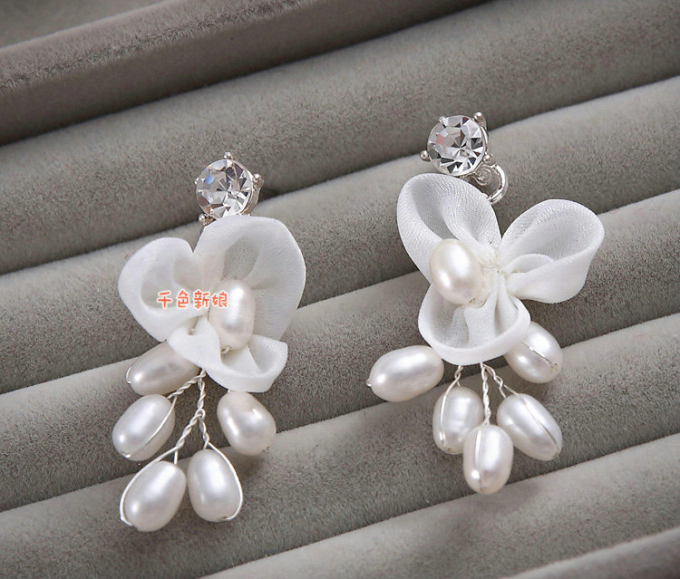 High-end Wedding Lace Flower Crystal Bead Rhinestone Freshwater Pearl Bridal Necklace Earrings Sets