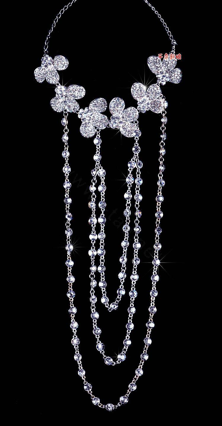 Hot sale Bridal Flower Rhinestone Crystal Tassel Shoulder Deco Bra Strap Necklace Wedding Jewelry