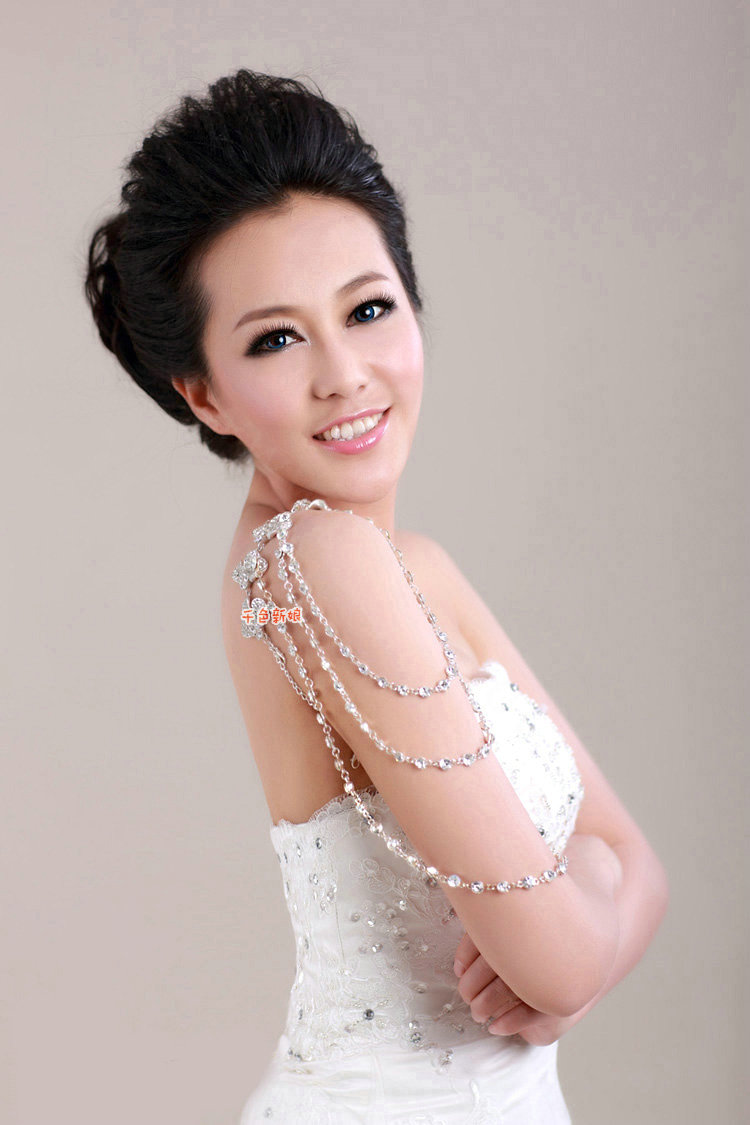 Hot sale Bridal Flower Rhinestone Crystal Tassel Shoulder Deco Bra Strap Necklace Wedding Jewelry