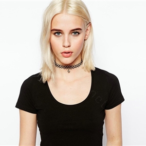 Hot sale Fashion Women Metal Peach heart Elastic Tattoo Choker Necklace Clavicle Chain