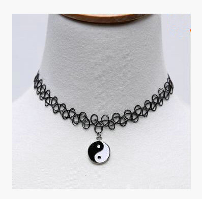 Hot sale Fashion Women Metal Tai Chi Elastic Tattoo Choker Necklace Clavicle Chain