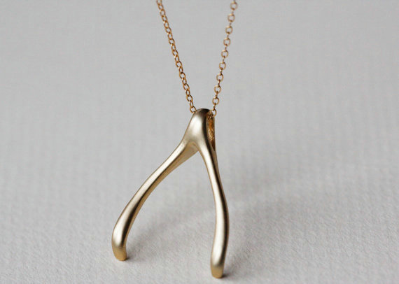 Hot sale High quality Fashion Women Metal Wish bone Gold-plated Necklace Clavicle Chain