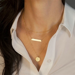 Hot sale Woman Simple Gold Plated Geometry Metal Sequins Three Layers Clavicle Chain Necklace