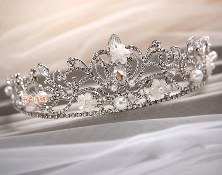 Luxury Bridal Wedding Jewellery Alloy Flower Crystal Rhinestone Pearl Tiaras Necklace Earrings Sets