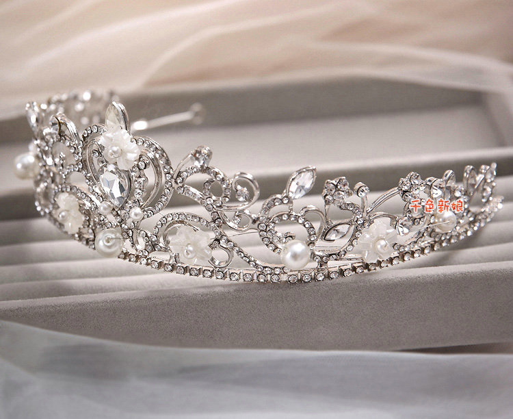 Luxury Bridal Wedding Jewellery Alloy Flower Crystal Rhinestone Pearl Tiaras Necklace Earrings Sets
