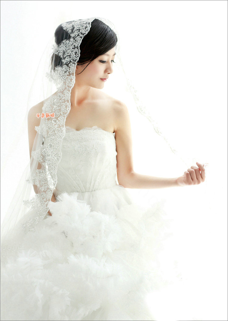 Luxury Cathedral 300cm Long Handmade Lace Flower Sequins Bridal Wedding Veil Bride Deco