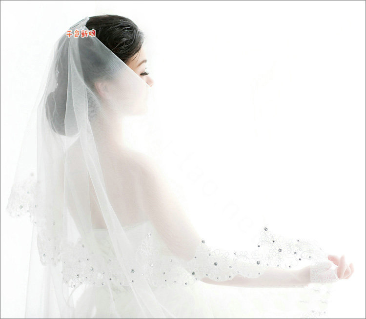 Luxury Cathedral Long Handmade Lace Flower Rhinestone Bridal Wedding Veil Bride Deco