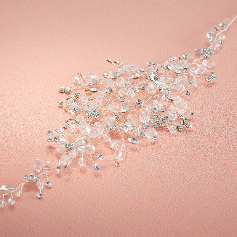 Luxury Retro Bridal Wedding Rhinestone Bead Alloy Floral Crystal Bride Headband Hair Accessories