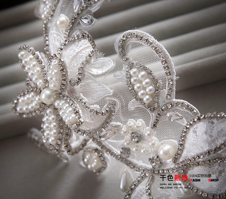 Luxury Wedding Headdress Pearl Rhinestone Crystal Lace Flower Bridal Headband Hair Accessories