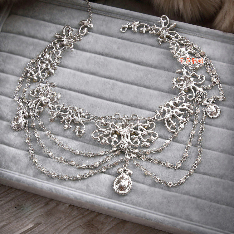 Luxury Wedding Headdress Rhinestone Crystal Flower Tassel Bridal Headband Hair Accessories