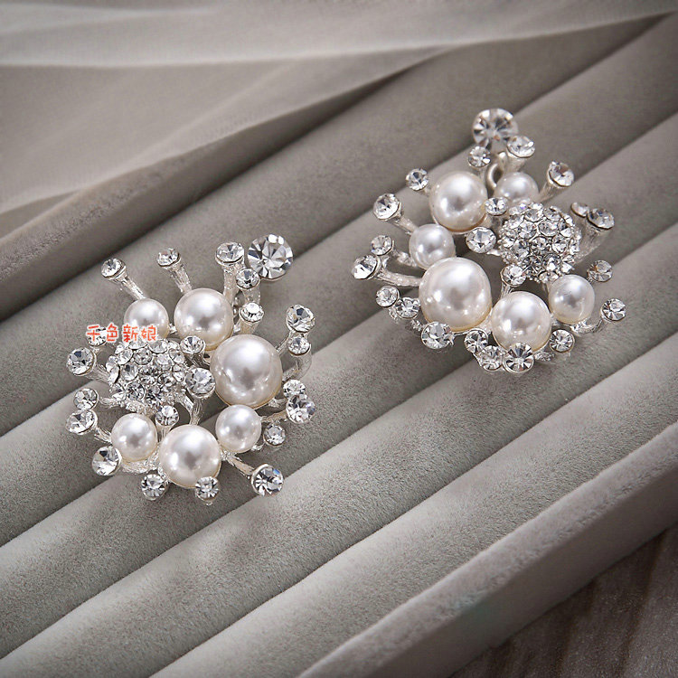 Luxury Wedding Jewellery Pearl Crystal Beads Flower Rhinestone Bridal Headband Earrings Necklace Sets