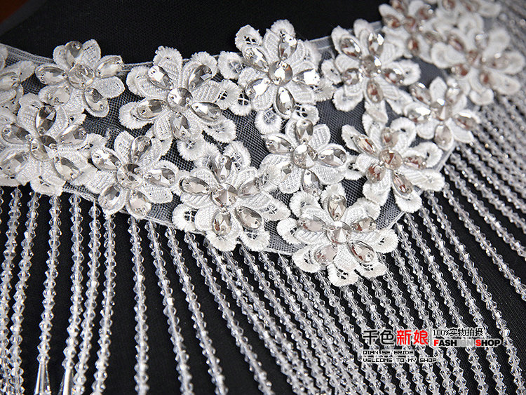 Luxury Wedding Jewelry Crystal Beads By hand Lace Flower Bridal Necklace Tassel Shoulder Accessories