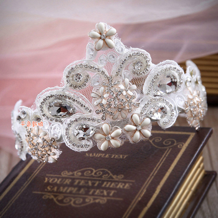 Luxury Wedding Rhinestone By hand Crystal Flower Tassel Tiaras Bridal Crown Hair Accessories