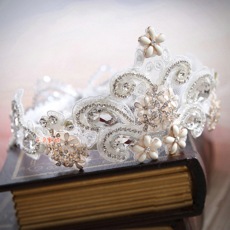 Luxury Wedding Rhinestone By hand Crystal Flower Tassel Tiaras Bridal Crown Hair Accessories