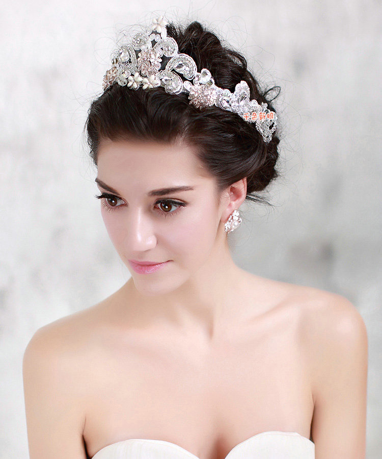 Luxury Wedding Rhinestone By hand Crystal Flower Tassel Tiaras Bridal Crown Hair Accessories