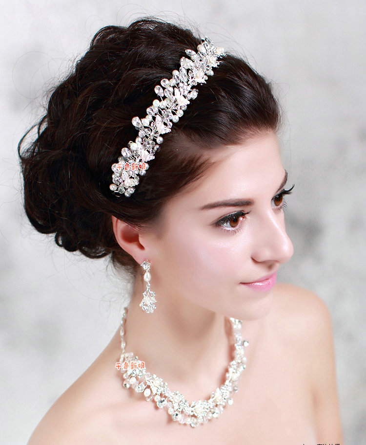 Luxury Wedding Rhinestone Pearl By hand Crystal Beads Flower Tiaras Bridal Crown Hair Accessories