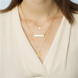 New Fashion Women Multi layer Gold-plated Rhombus Sheet Metal Sequins Necklace Clavicle Chain