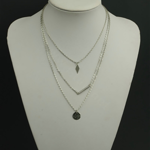 New Fashion Women Multi layer Silver Gold-plated Rhombus Sheet Metal Sequins Necklace Clavicle Chain
