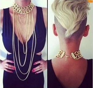 Personality Alloy Gold Plated Body Chain Layering Bodychain Punk Tassel Necklace Girlfriend Gift