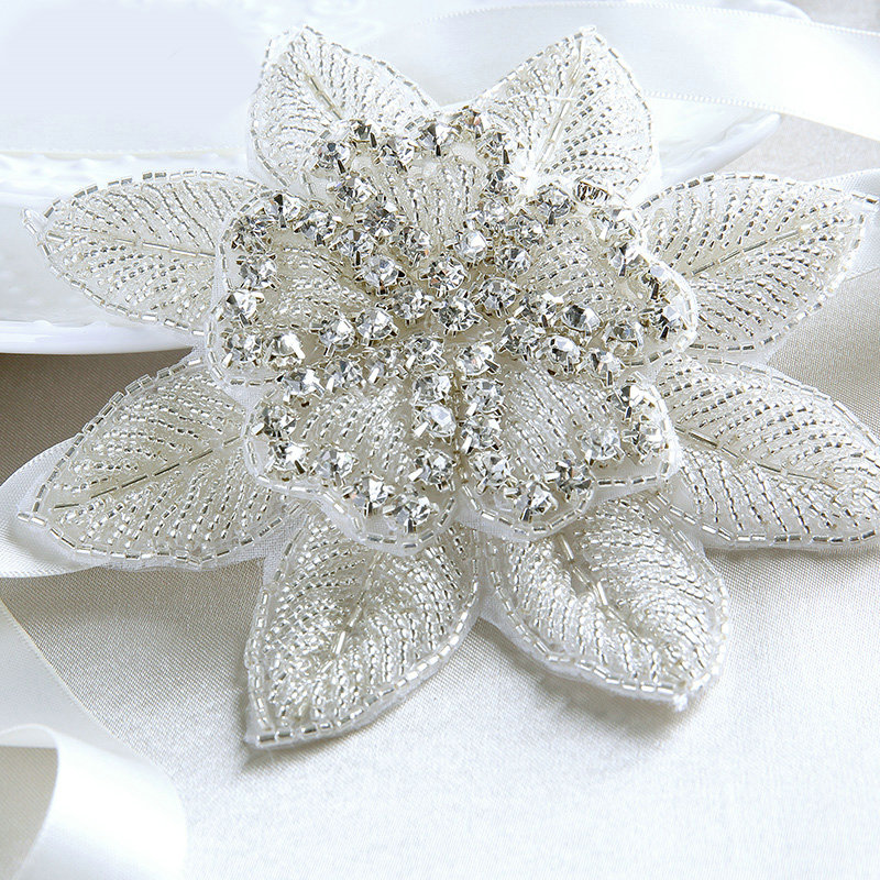 Retro Bridal Wedding Big Flower Rhinestone Crystal Bride Ribbon Headband Hair Accessories