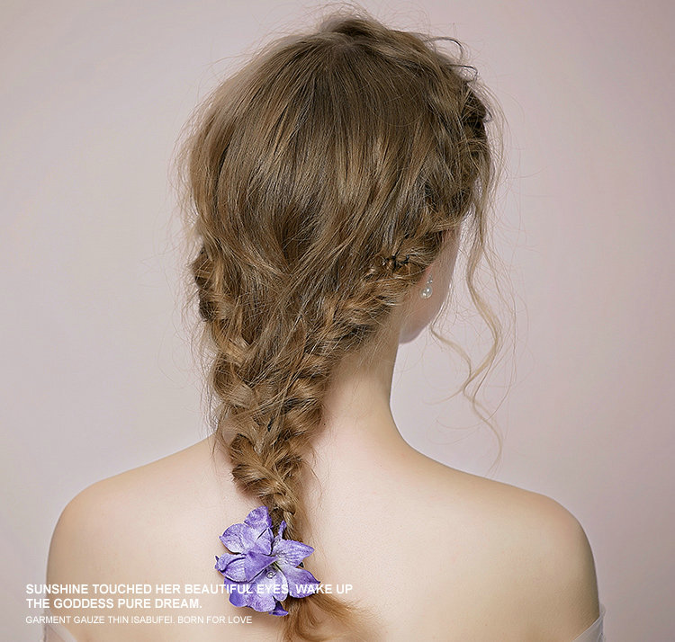 Retro Bridal Wedding Forest girl Purple Cloth Floral Rhinestone Crystal Bride Headband Hair Clip Accessories