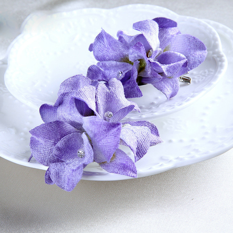 Retro Bridal Wedding Forest girl Purple Cloth Floral Rhinestone Crystal Bride Headband Hair Clip Accessories