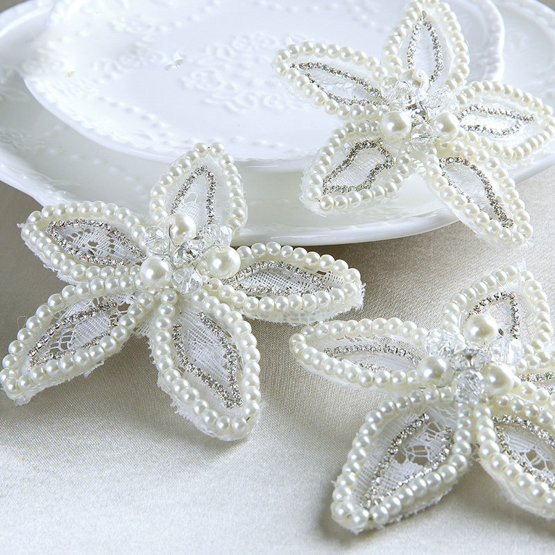 Retro Bridal Wedding Lace Pearl Bead Flower Rhinestone Crystal Bride Headband Hair Accessories