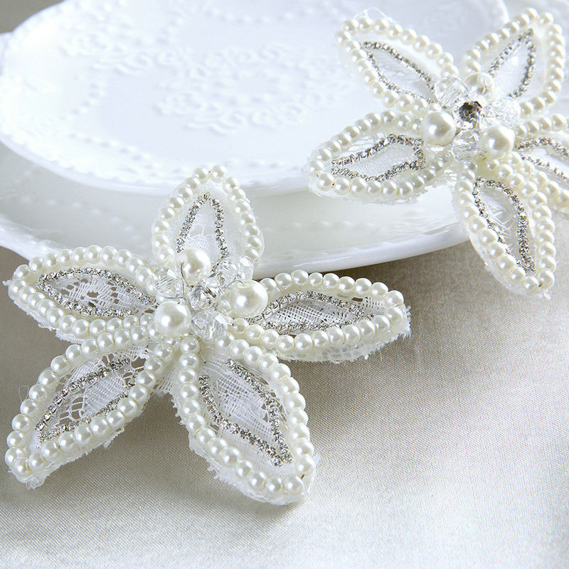 Retro Bridal Wedding Lace Pearl Bead Flower Rhinestone Crystal Bride Headband Hair Accessories