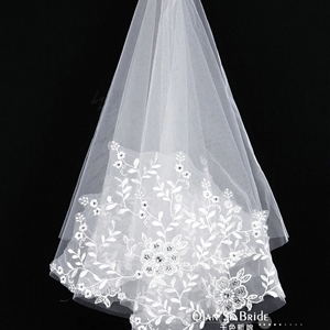 Retro Cathedral Handmade Lace Flower Rhinestone Bridal Wedding Veil Bride Deco