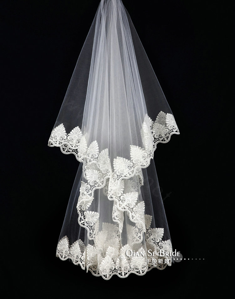 Retro Elegant Cathedral 300cm Long Handmade Lace Flower Mountain Bridal Wedding Veil Bride Deco