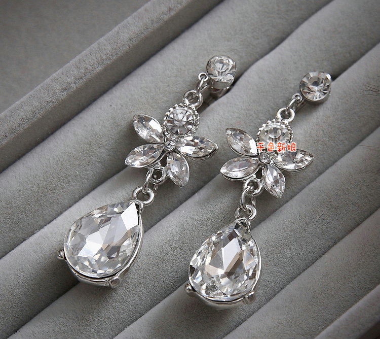Retro Multilayer Pearl Rhinestone Crystal Necklace Dangle Earrings Set Bridal Wedding Jewelry
