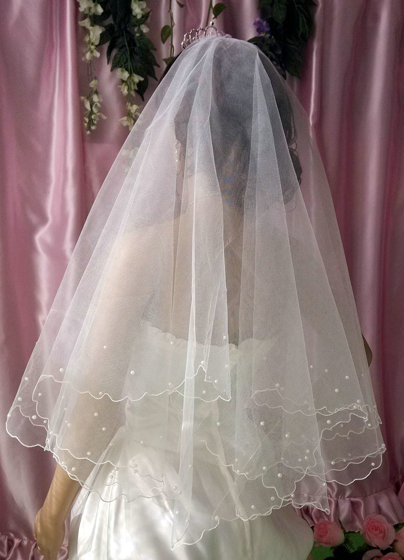 Romantic Cathedral Multilayer 300cm Long White Pearl Bridal Wedding Veil Bride Deco