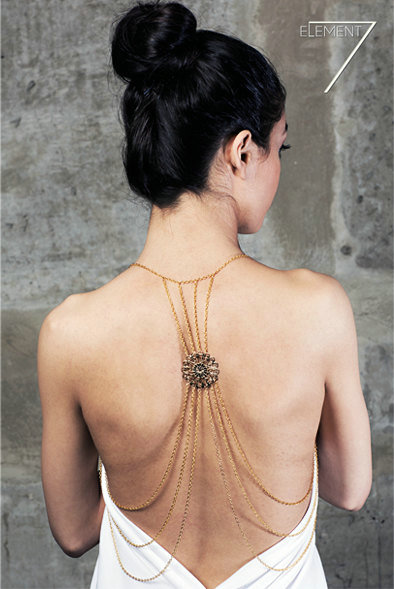 Simple Alloy Gold Plated Body Chain Hollow Flower Bodychain Delicate Bikini Chain Tassel Necklace