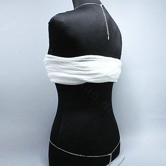 Simple Alloy Silver Plated Body Chain Diamond Cross Bodychain Delicate Bikini Chain Necklace