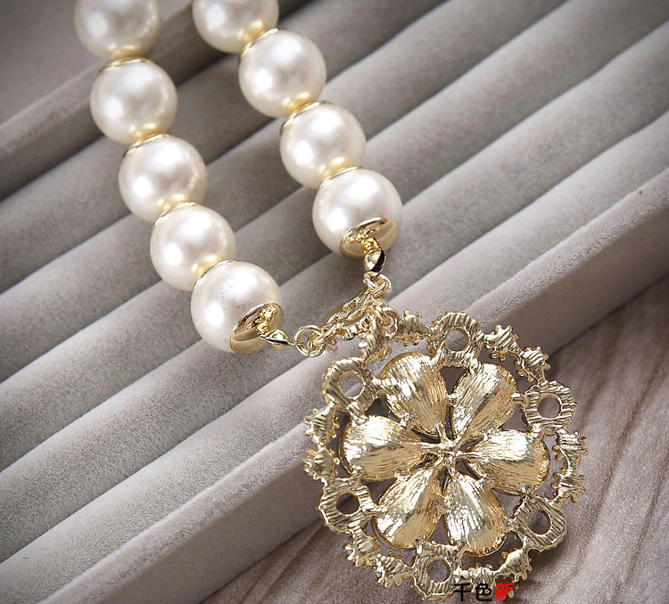 Simple Banquet Wedding Jewellery Bridal Flower Rhinestone Crystal Pearls Necklace