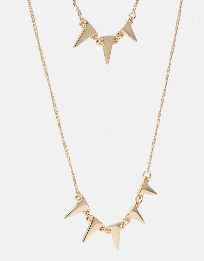 Simple Unique Fashion Women Double layer Gold-plated Triangle Metal Necklace Clavicle Chain