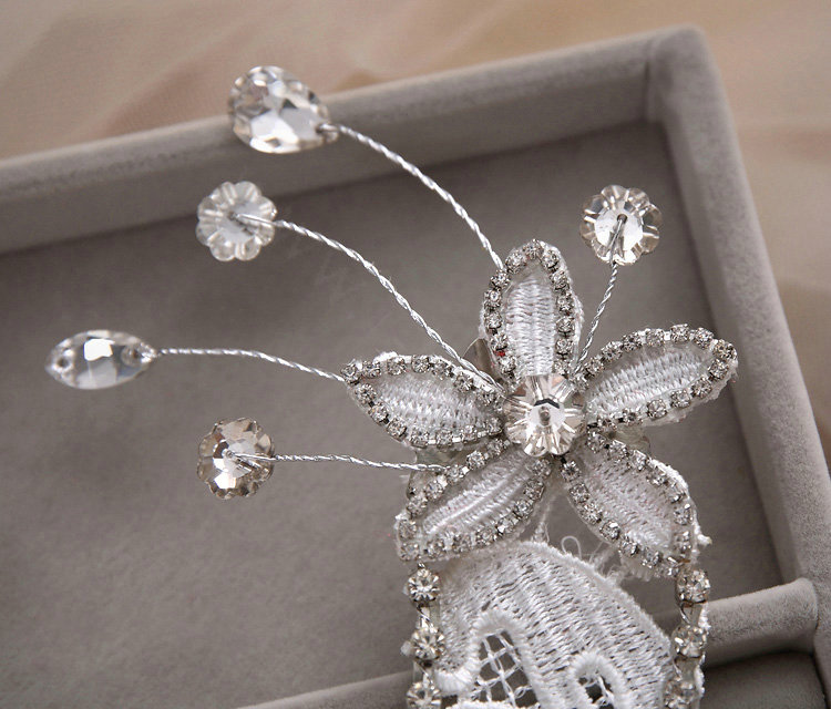 Simple Wedding Headdress By hand Rhinestone Lace Hollow Flower Bridal Headband Hair Accessories