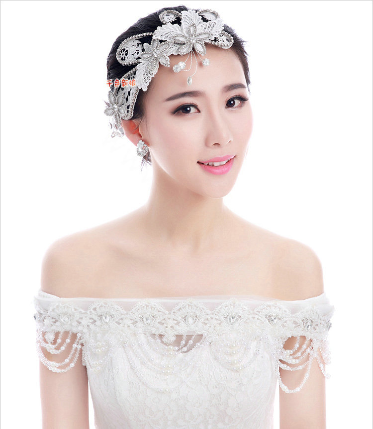 Simple Wedding Headdress By hand Rhinestone Lace Hollow Flower Bridal Headband Hair Accessories