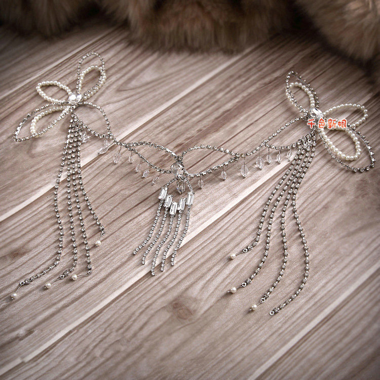 Simple Wedding Headdress By hand Rhinestone Pearl Crystal Tassel Bridal Headband Hair Accessories