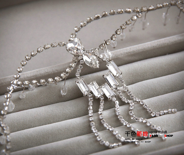 Simple Wedding Headdress By hand Rhinestone Pearl Crystal Tassel Bridal Headband Hair Accessories