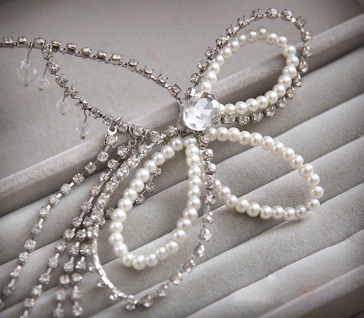 Simple Wedding Headdress By hand Rhinestone Pearl Crystal Tassel Bridal Headband Hair Accessories