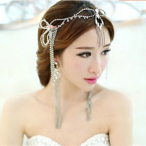 Simple Wedding Headdress By hand Rhinestone Pearl Crystal Tassel Bridal Headband Hair Accessories