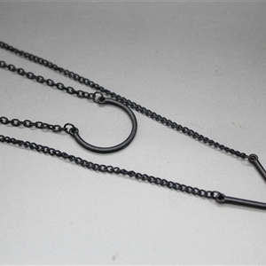 Unique Fashion Women Double layer Black Gold-plated Geometry Triangular Necklace Clavicle Chain