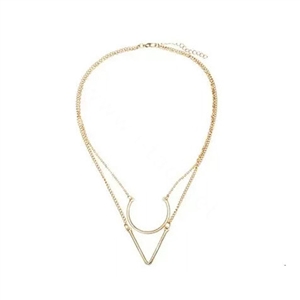 Unique Fashion Women Double layer Golden Gold-plated Geometry Triangular Necklace Clavicle Chain