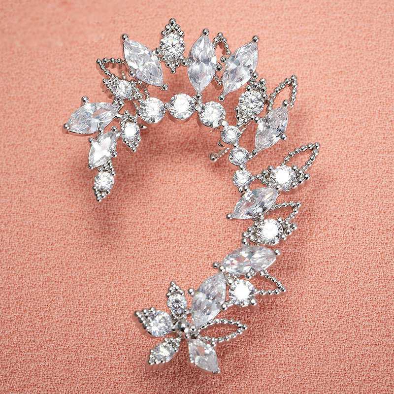 Unique Retro Wedding Bridal Europe Flower Crystal Zircon Eardrum Earrings Woman Jewelry