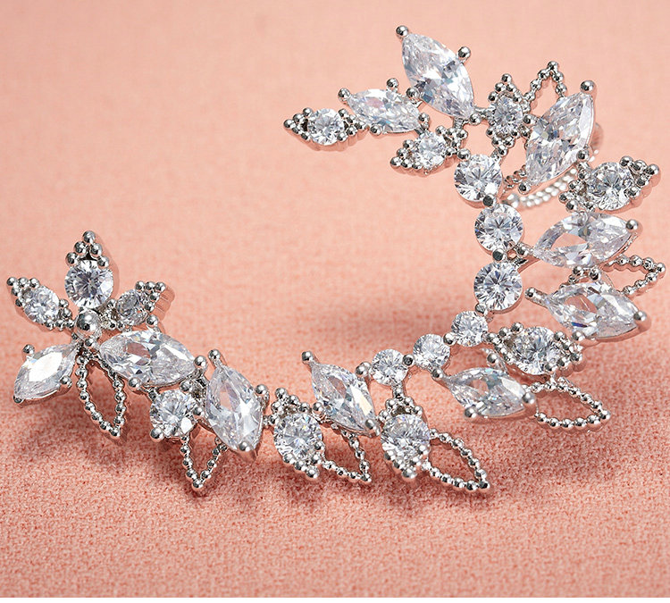 Unique Retro Wedding Bridal Europe Flower Crystal Zircon Eardrum Earrings Woman Jewelry